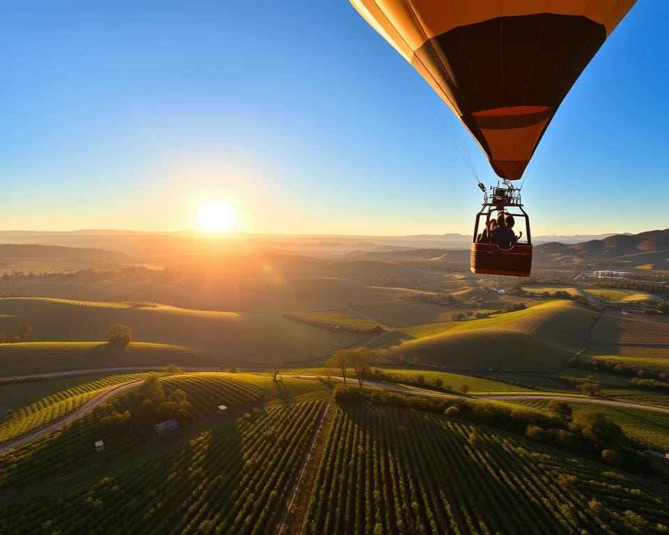 Aussicht Napa Valley während einer Heißluftballonfahrt