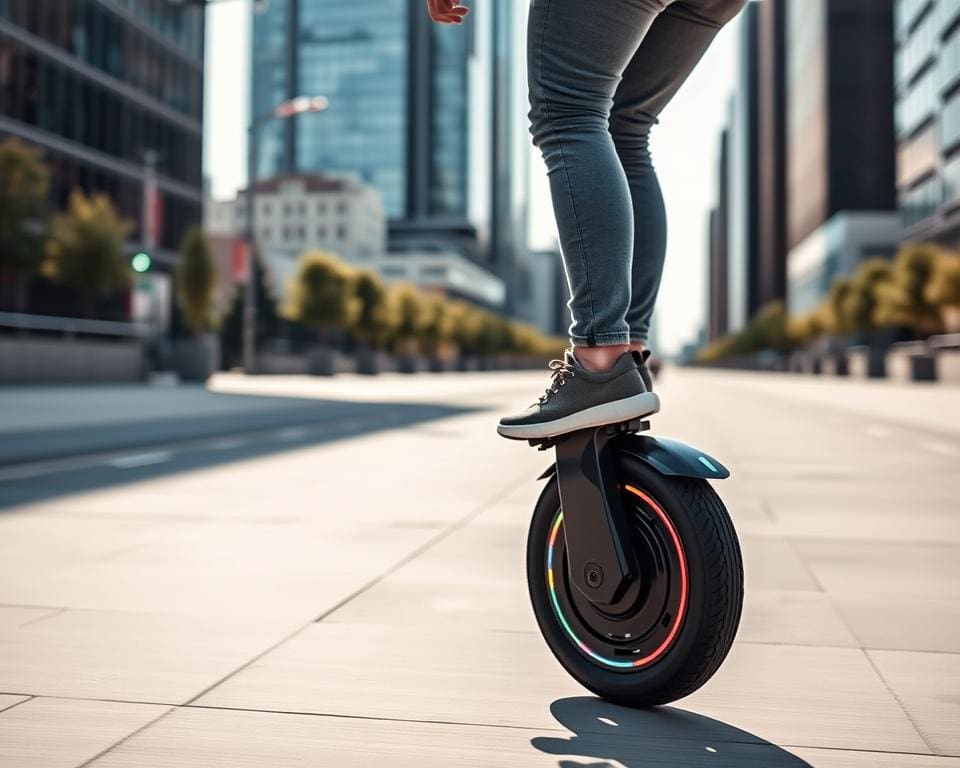 Balance beim Fahren eines elektrischen Einrades