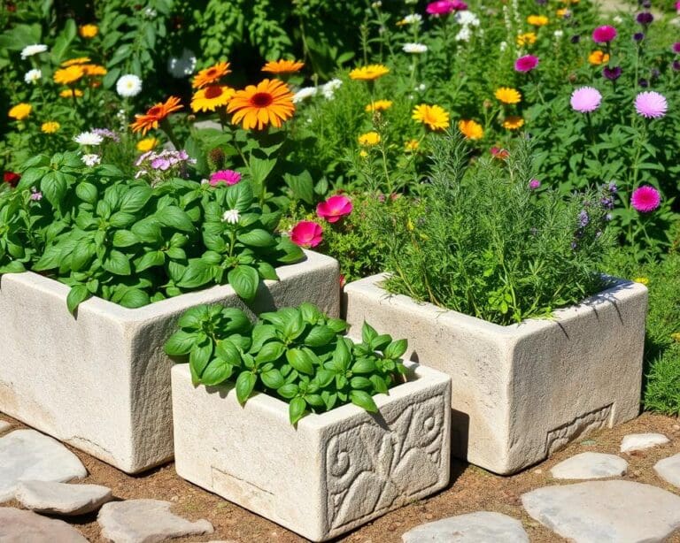 Kräuterkästen aus Stein für robuste Gartenlösungen