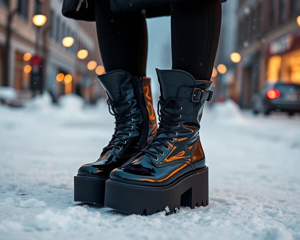 Plateau-Stiefel in der Wintermode