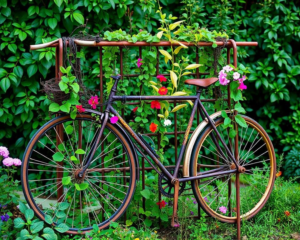 Rankspaliere aus alten Fahrradteilen: Nachhaltige Gartenideen