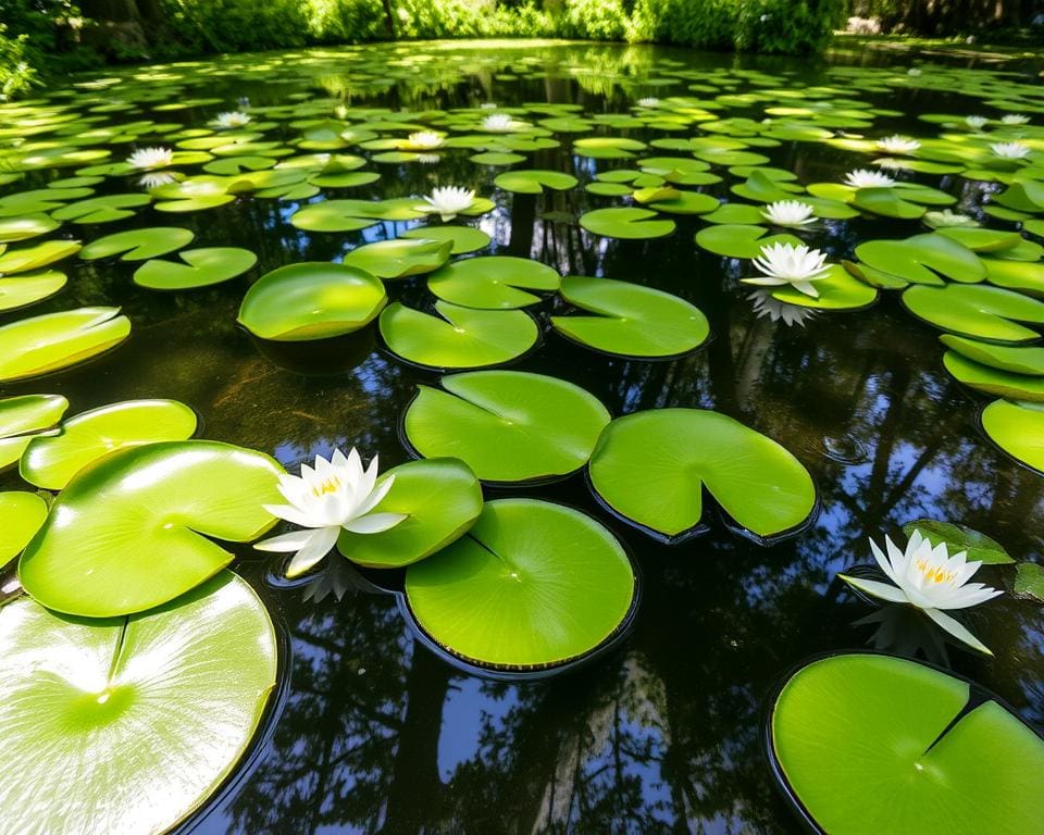 Schwimmende Wasserpflanzen für Teichlandschaften im Garten