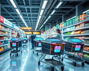 Smarte Einkaufswagen im Supermarkt