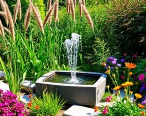 Solarbetriebene Wasserbrunnen für moderne Gartendesigns