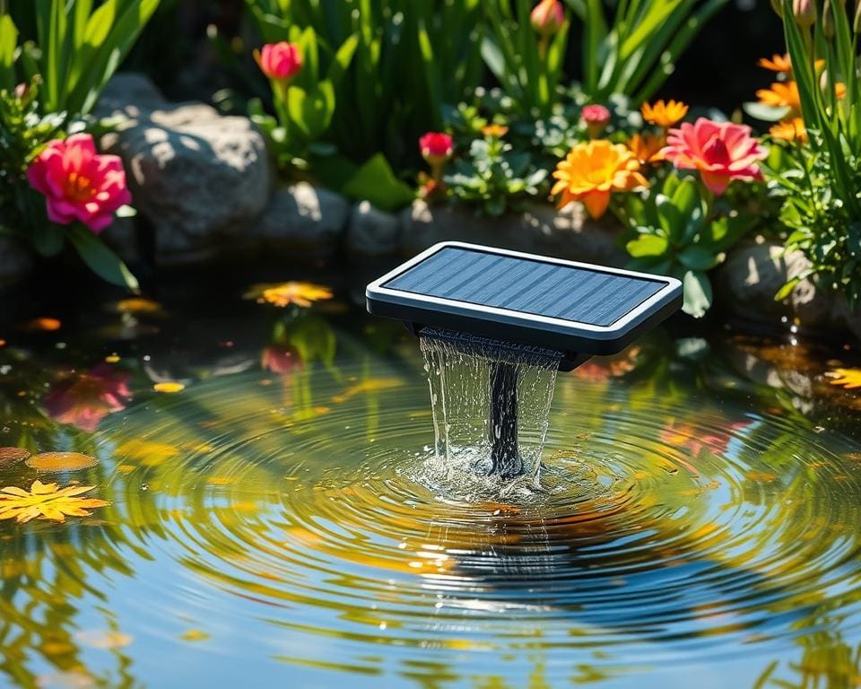 Solarbetriebene Wasserreinigung im Gartenteich