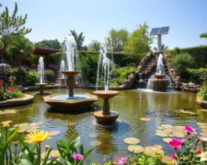 Solarbetriebene Wasserspiele für energiesparende Teiche