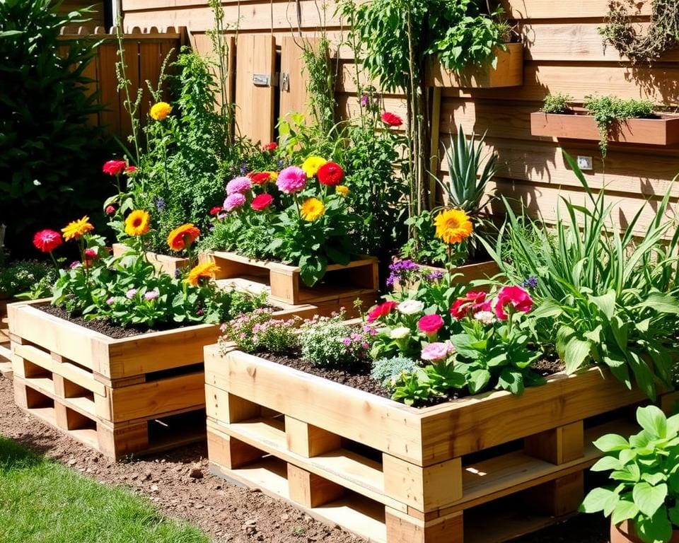 DIY-Blumenbeete aus Holzpaletten für platzsparende Gestaltung